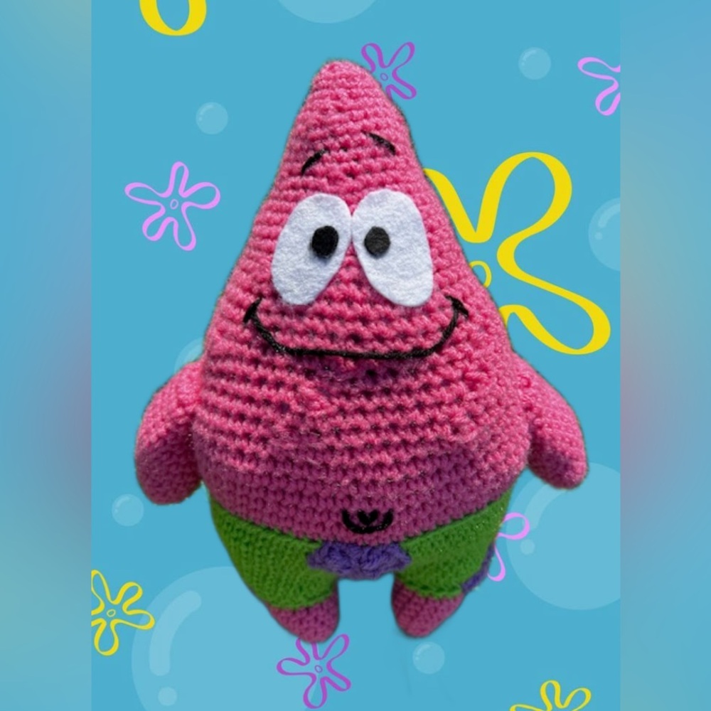 Hand Crocheted Patrick Star Stuffed Animal Plushie From SpongeBob!